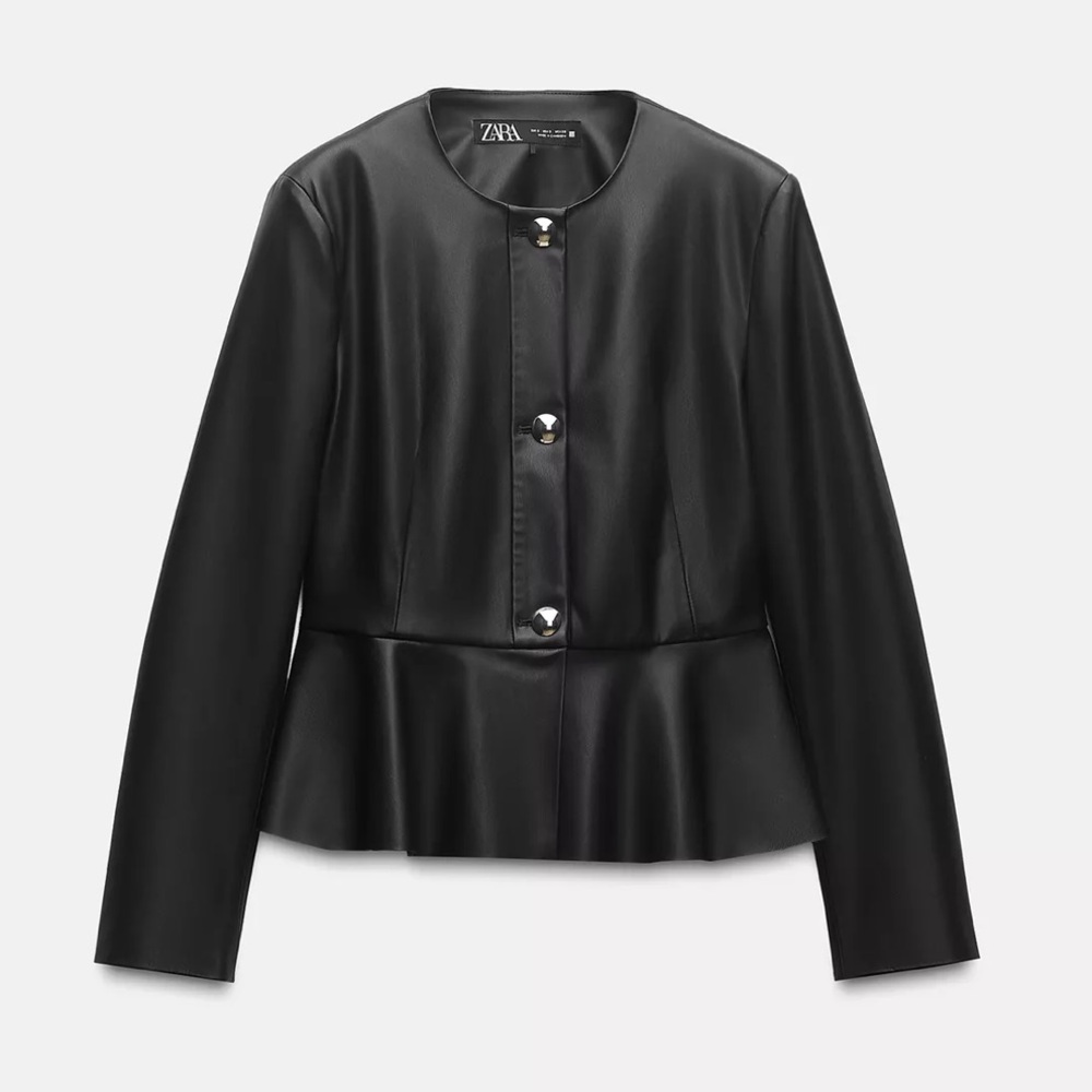 Zara Faux Leather Peplum Jacket
